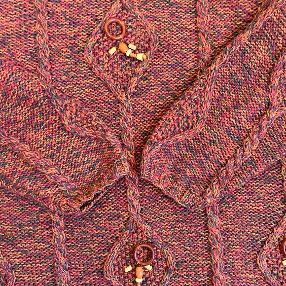 K.C. Creations Oversized Boho Artsy Tunic Sweater W Fringe Hem Rainbow Marled - Picture 9 of 16